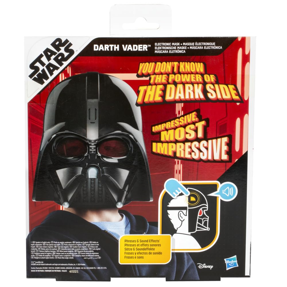 STAR WARS Darth Vader Electronic Mask with Phrases Sound Halloween Costume Kids Toys for Boys and Ages & Effects, & Accessory, Girls, 5+