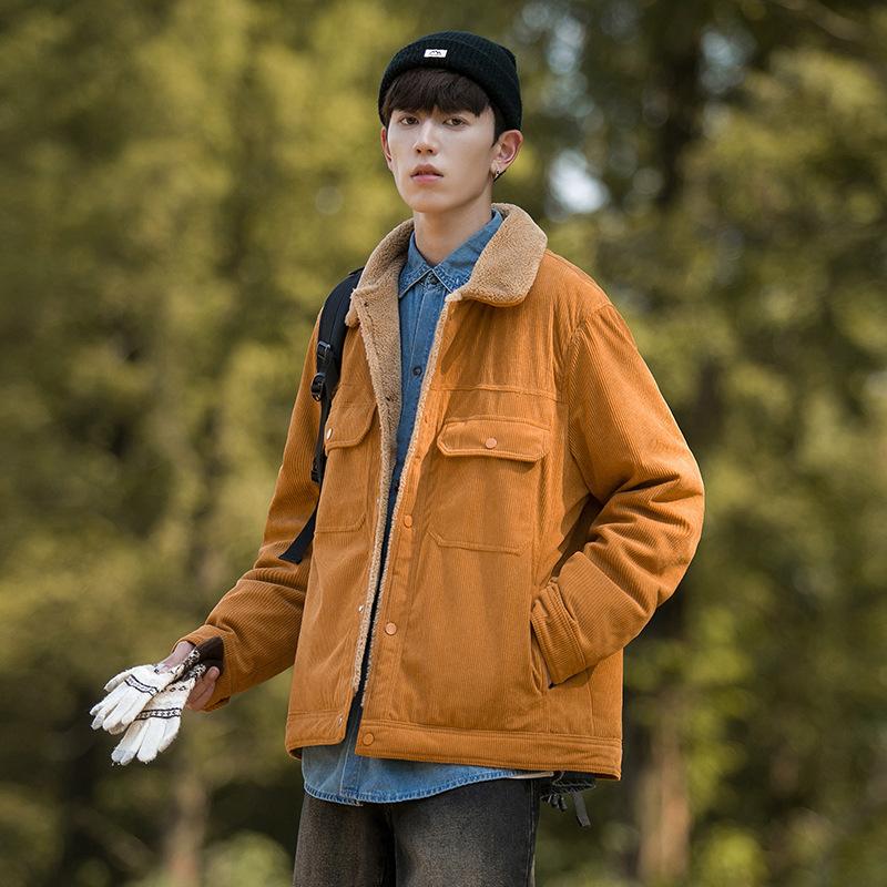 

2025 новая высококачественная трендовая брендовая высококачественная вельветовая куртка мужская универсальная верхняя одежда овечья шерсть студенческая 4XL