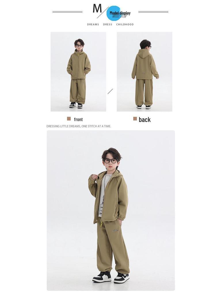 2025 Boys' Fleece-Lined Ski Suit: Thick Two-Piece Set for Kids, Autumn/Winter Collection