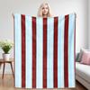 Wine Blue Stripes Printed Blanket Suitable For Sofa Beds, Offices, Travel Camping Chairs, Warm Woolen Blankets