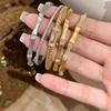 Wheat-ear Pattern, Wire-drawn, Fully Diamond-studded, Zircon-encrusted Bamboo-knot Bracelet for Women, a Niche, High-end, Lightweight, Versatile New