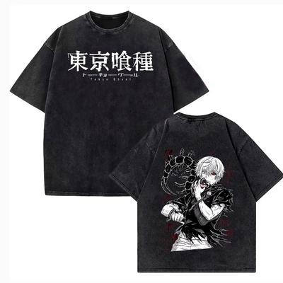 2026 Verano Harajuku Hombres Mujeres Camiseta Anime Tokyo Ghoul Kaneki Ken Ciempiés Vintage Algodón Lavado Camiseta Streetwear Hombres Tops Ropa