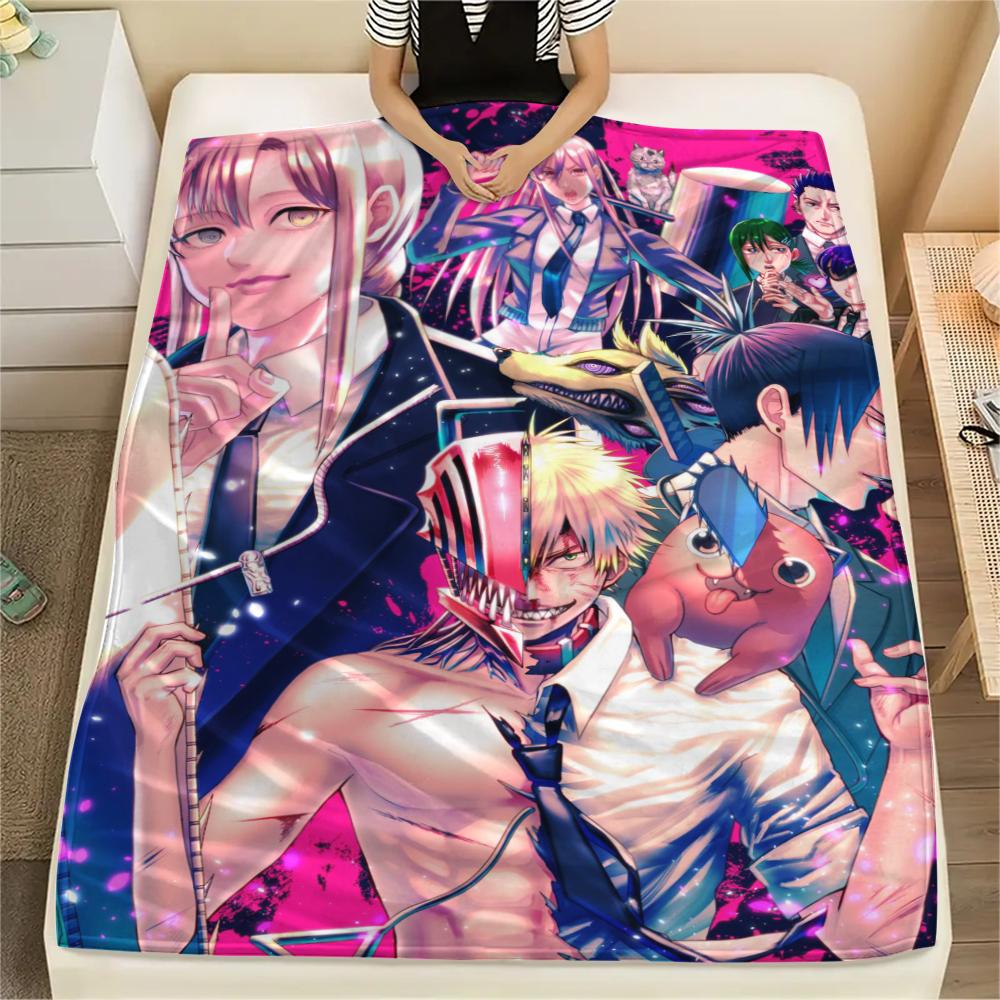 1Pc Chainsaw Man Print Flannel Blanket, High quality Comfortable for All Seasons, Home Decor, Warmth and Comfort, Perfect for Christmas Gifts