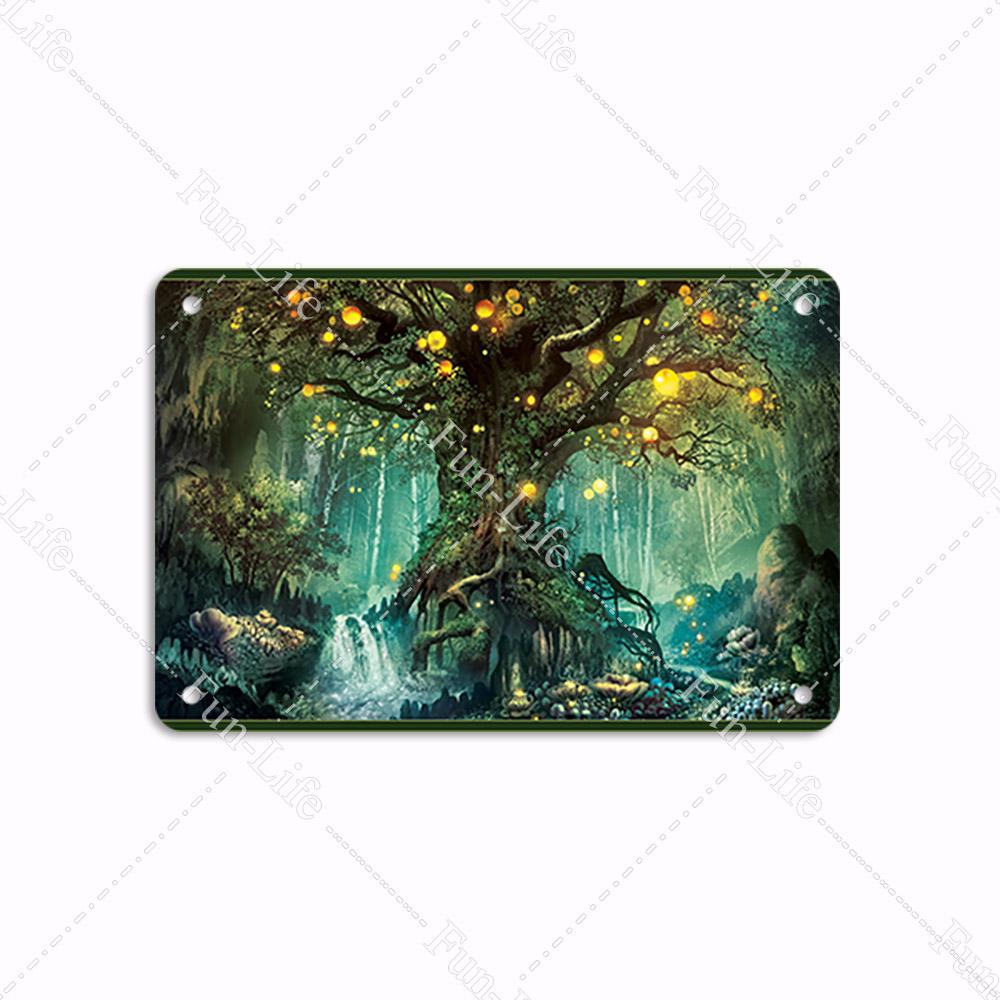 Forest Plate Poster Bird Vintage Home Decor Colorful Tree Retro Metal Tin Signs Pub Car Garage Wall Art Home Decor 20x30cm
