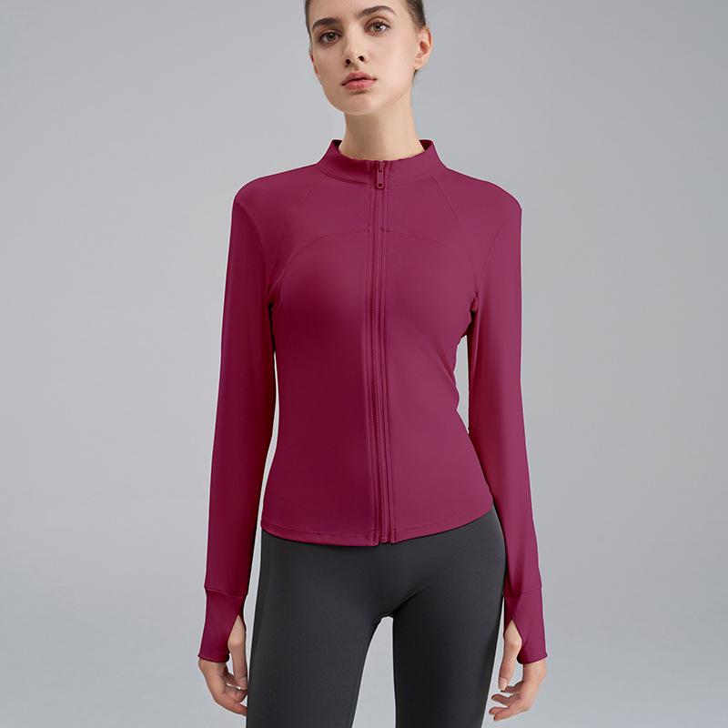 

Женский облегающий костюм для йоги с молнией, создающий ощущение обнаженности - Топ для фитнеса с длинным рукавом для бега и аэробики XL