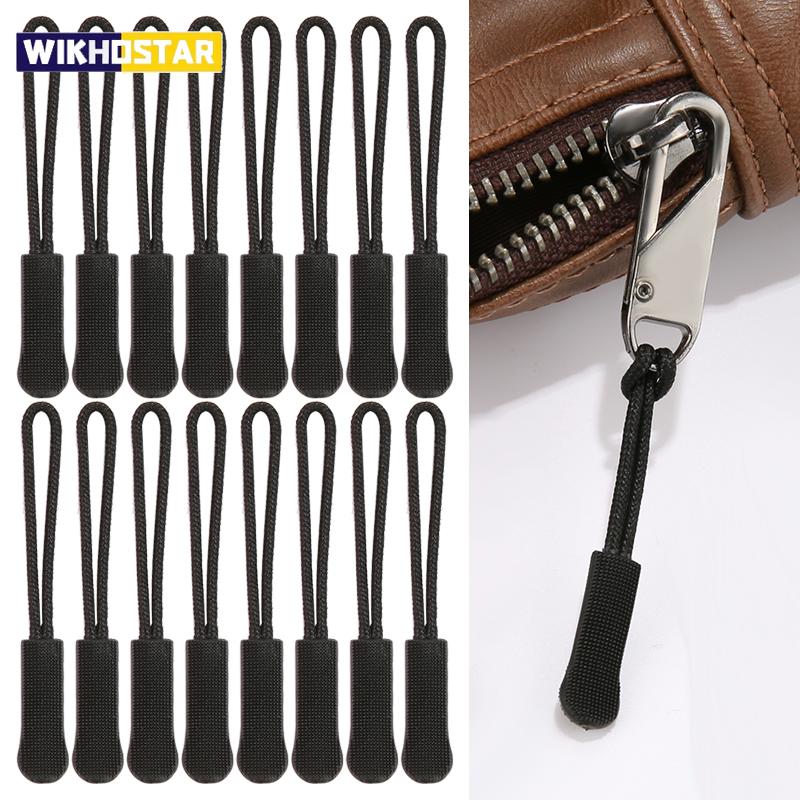 10PCS Zipper Head Extension Cord Tags Pulls Slider Cord Rope Puller Ends Lock Zip Clip Buckle for Bag Outdoor