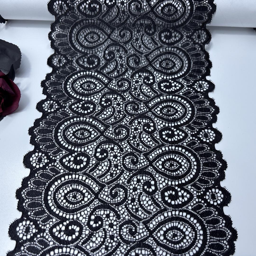 

18.5cm wide Elastic Lace Fabric, DIY Sewing Stretch Trimming Lace for Lingerie, Bra, Underwear, Dress, Home Decor 3 meters x 18.5 cm чорний