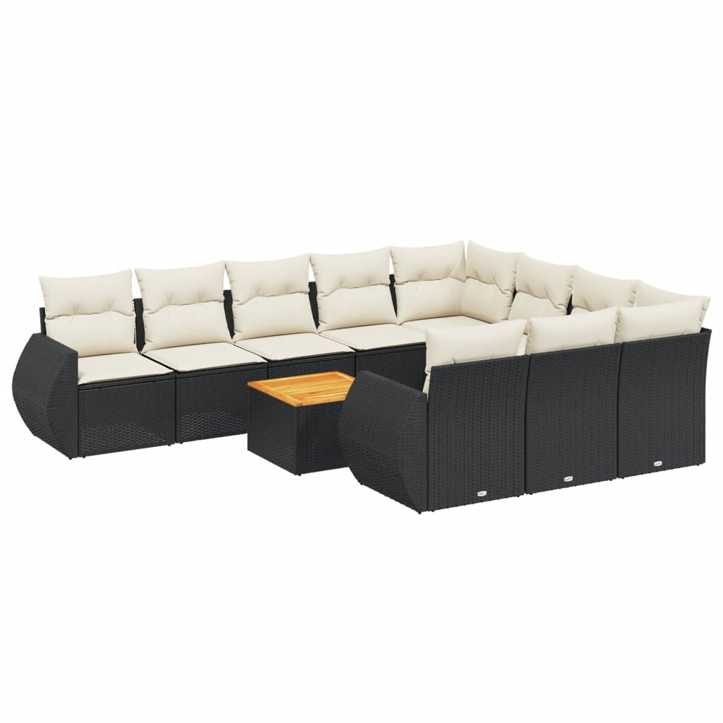 Vidaxl 11-Cz. Garten-Sitzgruppe, Kissen Schwarzer Rattan Pe