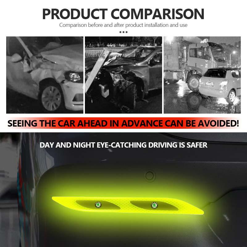 For Skoda Car Styling Trunk Bumper Warning Safety Sticker Reflective Strip Kamiq Karoq Octavia 2 3 Rapid Scala Kami Fabia VII  CX3