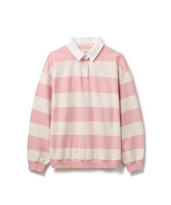 ERER Oxford Collar Stripe T-Shirt Pink