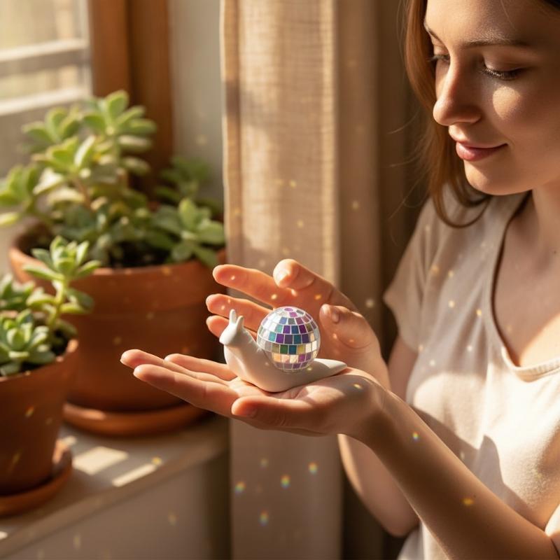 2Pcs Snail Disco Ball Catcher Indoor Window Light Spot Refractor Creative Desktop Ornaments Home Decoration