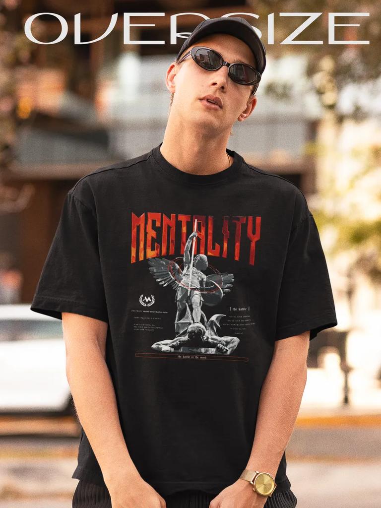 Oversized T-shirt with Print for Gym and Workout