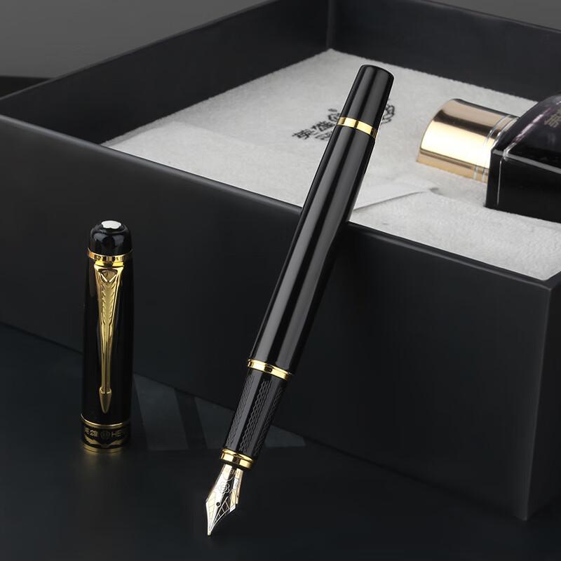 Hero Fountain Pen 1501 Black Elegant Fine Iridium Nib Signature Pen Fashion Office Student Ink Gift Box Set F Nib
