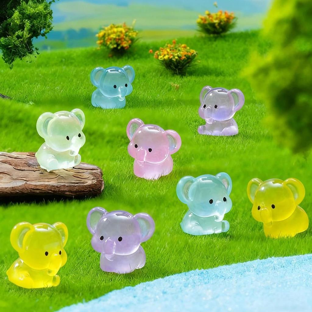 10/20Pcsmini Resin Cute Glowing Elephants Animals Home Decor For Diy Fairy Garden Micro Landscape