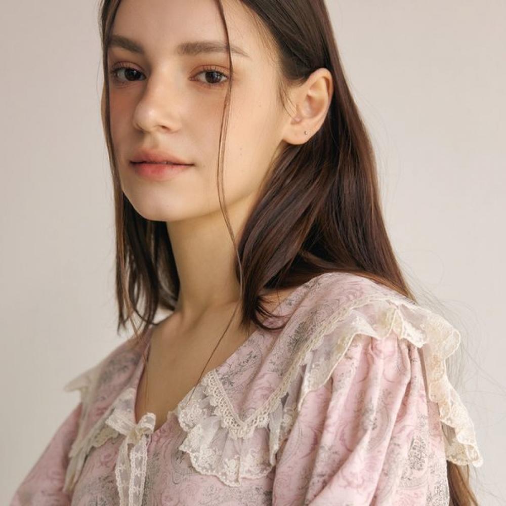Lunaluz Women S Modal Cotton Lace Collar Long Sleeve Two Piece Pajama