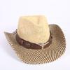 Popular Hollow Breathable Western Cowboy Straw Hat Men's and Women's Summer Sunshade Sunscreen Wide-brimmed Beach Hat