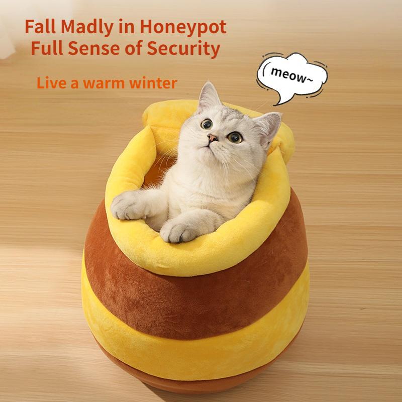 1Pc Cat Bed House Pet Accessories Four Seasons Plush Mat Cats Cushion Basket Honey Jar Shape Pets Product for Small Cat Dropshipping