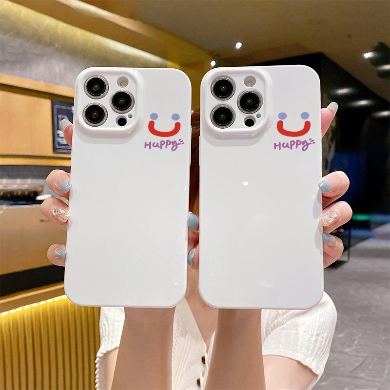 For Smiling Face for Apple 14pro Mobile Phone Case and Lens Package for IPhone15 Niche for Apple 13 Mobile Phone Protective Case