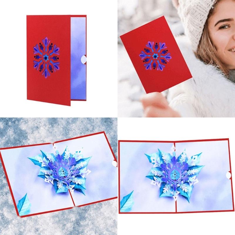 Festive Christmas Snowflake Pop up Card 3D Design with Vibrant Colors Christmas Greeting Card for Holiday