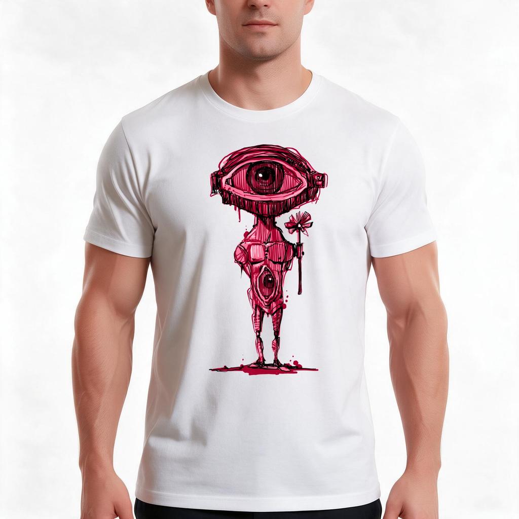 Eye Ball Art Tshirt Summer Casual Cotton Tee Oversized Streetwear Tops Vintage Graphic Print Loose Fit Short Sleeve