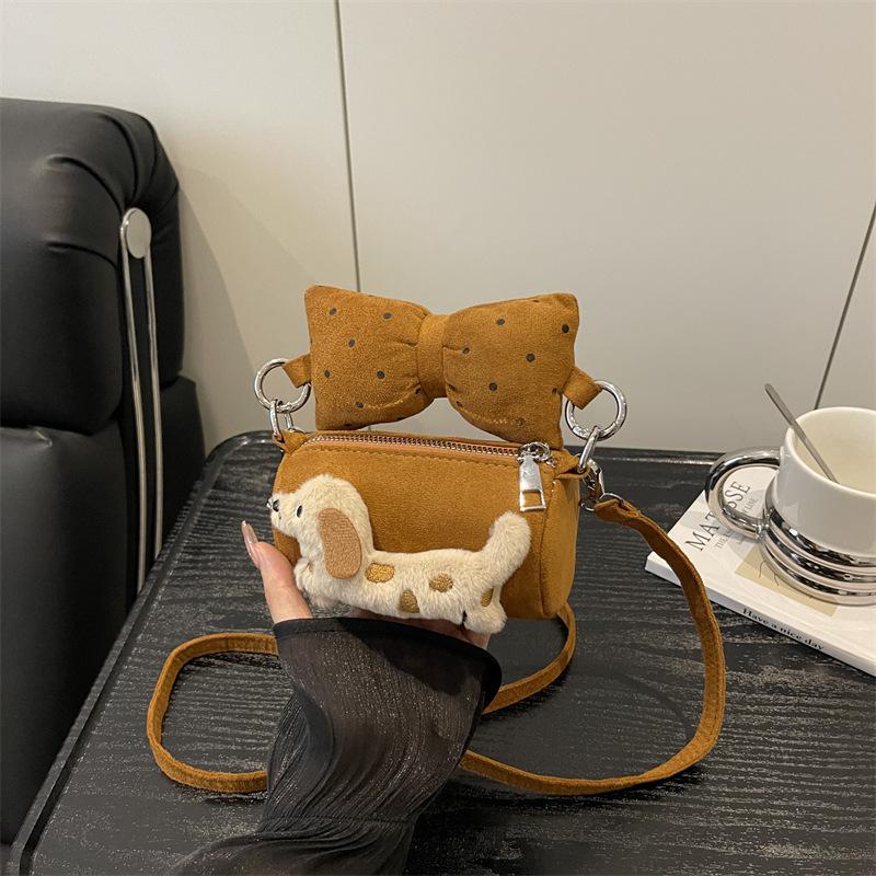 Red Festive Girls' Bow Cartoon Crossbody Bag: Mini Bucket Handbag & Coin Purse