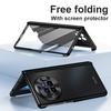 For vivo X Fold3 Pro Case PU Leather Coated PC Phone Cover with Tempered Glass Screen Film