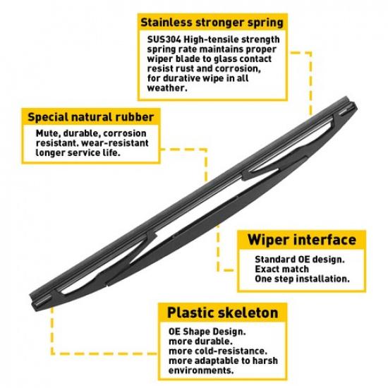 Rear Wiper Blade & Set Arm For Buick Enclave 2008-2017 Windshield Black Car