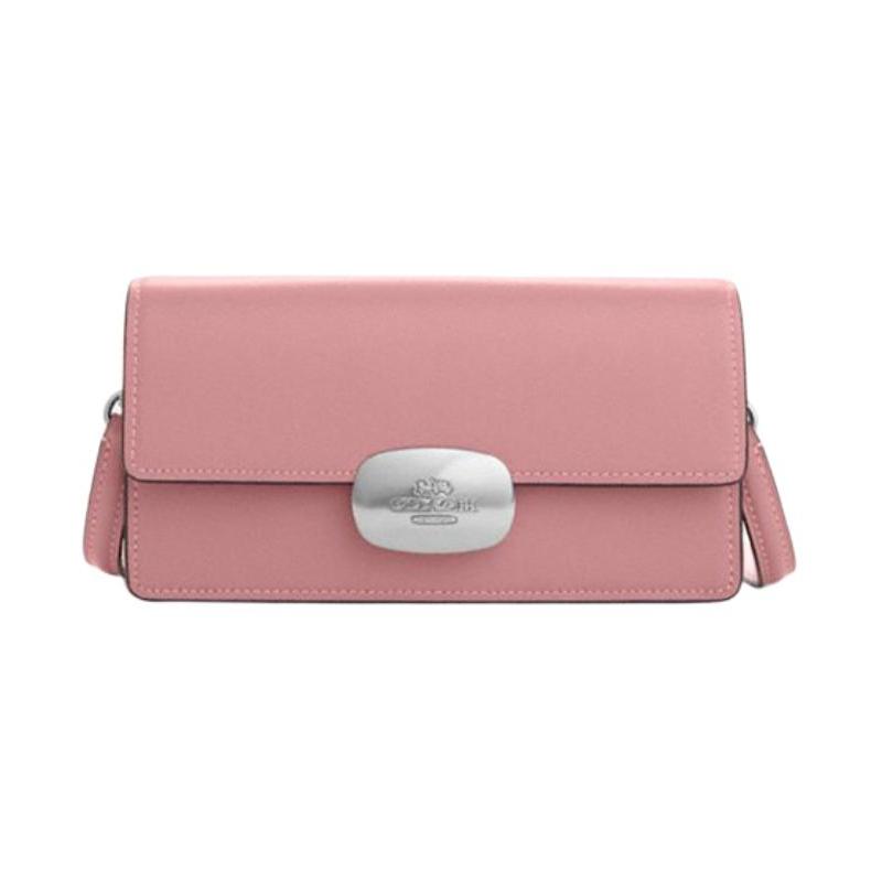 

COACH Eliza 19 Solid Color Detachable Shoulder Strap Logo Cow Leather Shoulder Crossbody Bag Small Women s True Pink рожевий