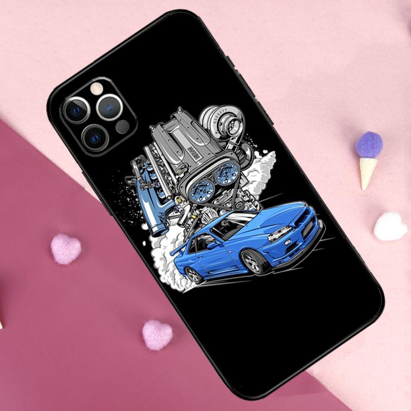 JRM Skyline GTR R34 Case For iPhone 15 16 14 Pro Max Plus 13 12 Mini 11 Pro Max X XR XS Max 7 8 Back Cover