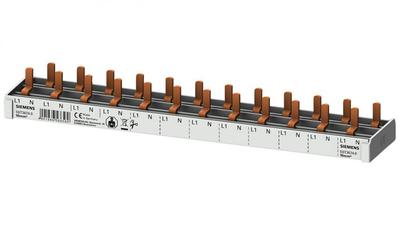 Connection Busbar 1P+N 10mm2 Stick 12 Modules for Narrow 1P+N Circuit Breakers (5SV1 5SV6 5SL60) Full Insulation 5ST3674-0