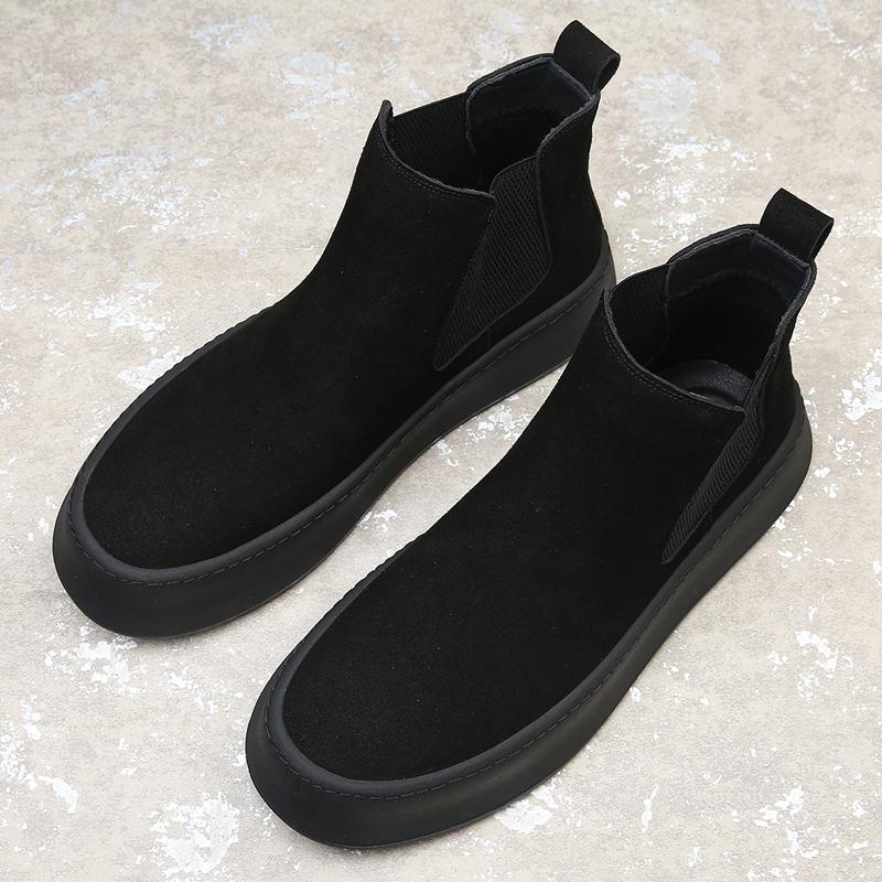 Genuine Leather Mens Chelsea Boots Comfy Thick Bottom Ankle Boots for Men Vintage Outdoor Business Casual Boots Mocassin