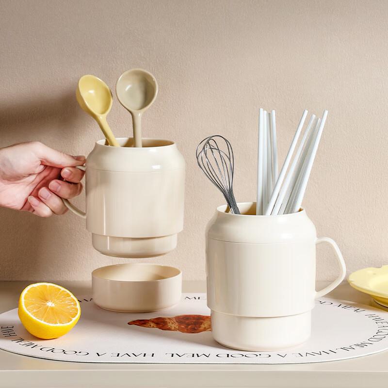 

Cream Style Tabletop Cutlery & Utensil Holder - Set of 2