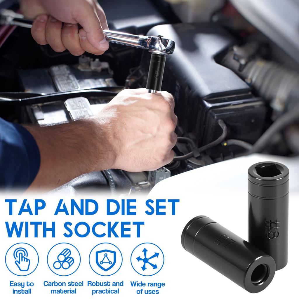 16/8 Stück Gewindebohrer-Steckschlüsselsatz 1/4" und 3/8" Antrieb Gewindebohrer-Steckschlüssel mit Halter Steckschlüssel-Adapter-Satz für neue Gewindebohrungen oder Reparatur alter Gewinde