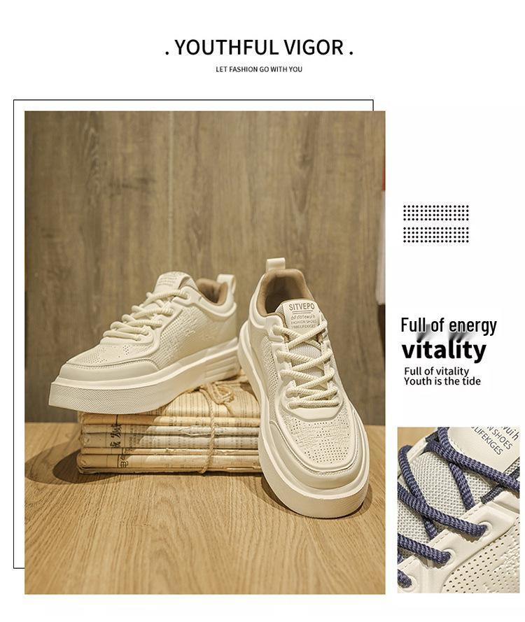 Men's Versatile Lightweight White Casual Sneakers - Spring 2025 Fashion Collection