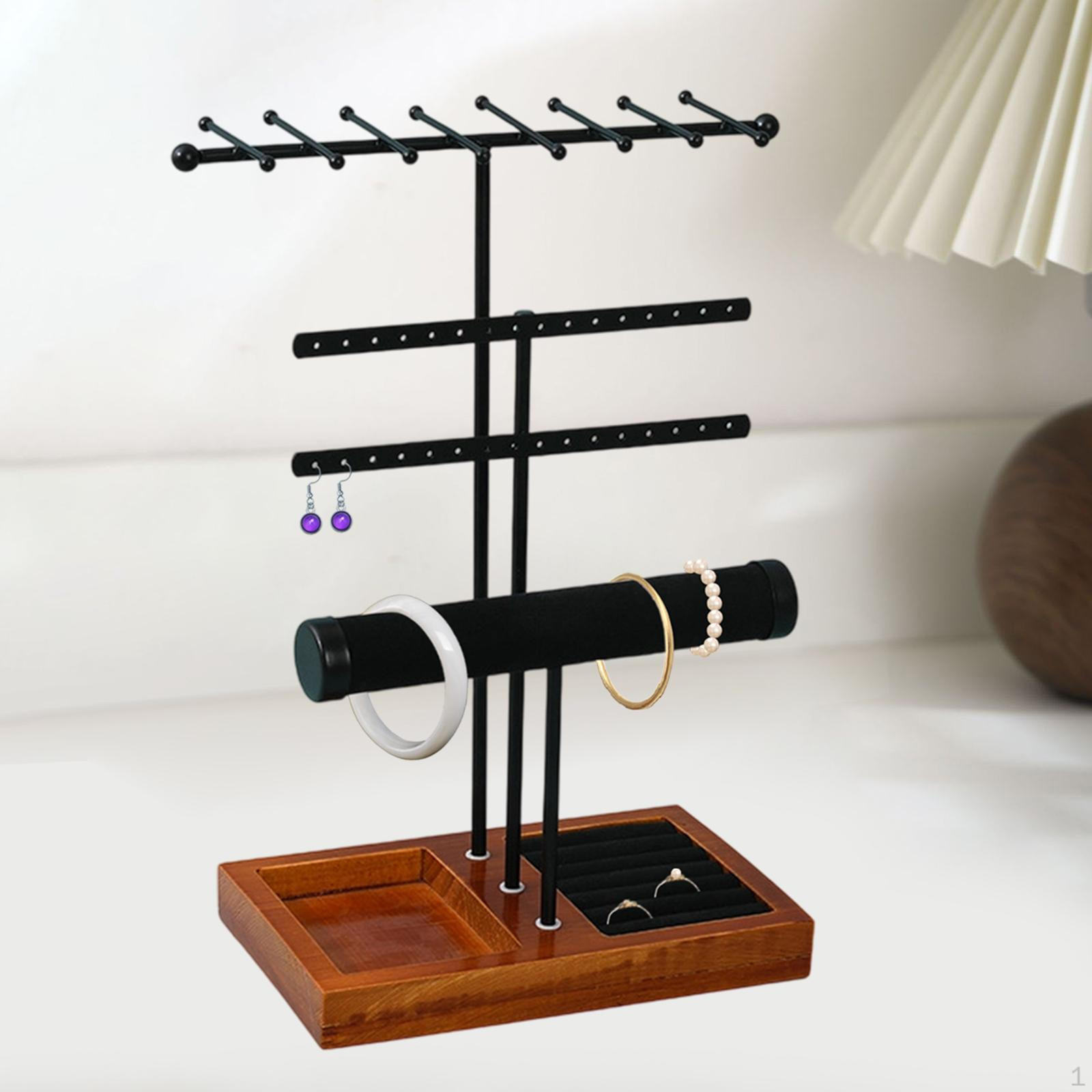 

Jewelry Holder Tray Necklace Hanger Ear Display for Black