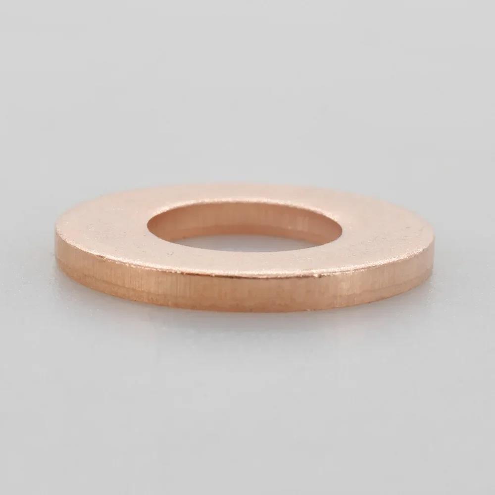 Solid Pure Copper Flat Washers Gasket Seal Ring M5 M6 M8 M10 M12 M14 M16 Metric Crush Washers For Sump Plug Oil Pipe Boat Repair Oil Drain Plugs 3