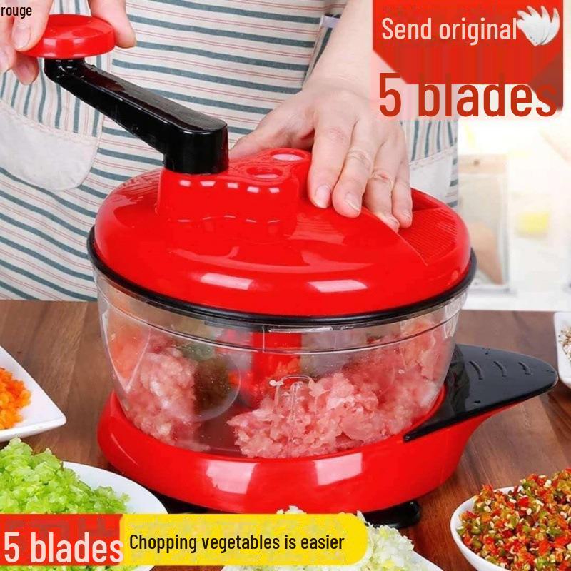 Manual Food Processor and Meat Grinder for Kitchen Use: Hand-Cranked Blender for Vegetables and Dumpling Stuffing.