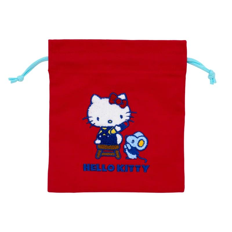 Sanrio Hello Kitty Doubl Sagara Embroidered Drawstring Bag ( Retro ) Japan NEW