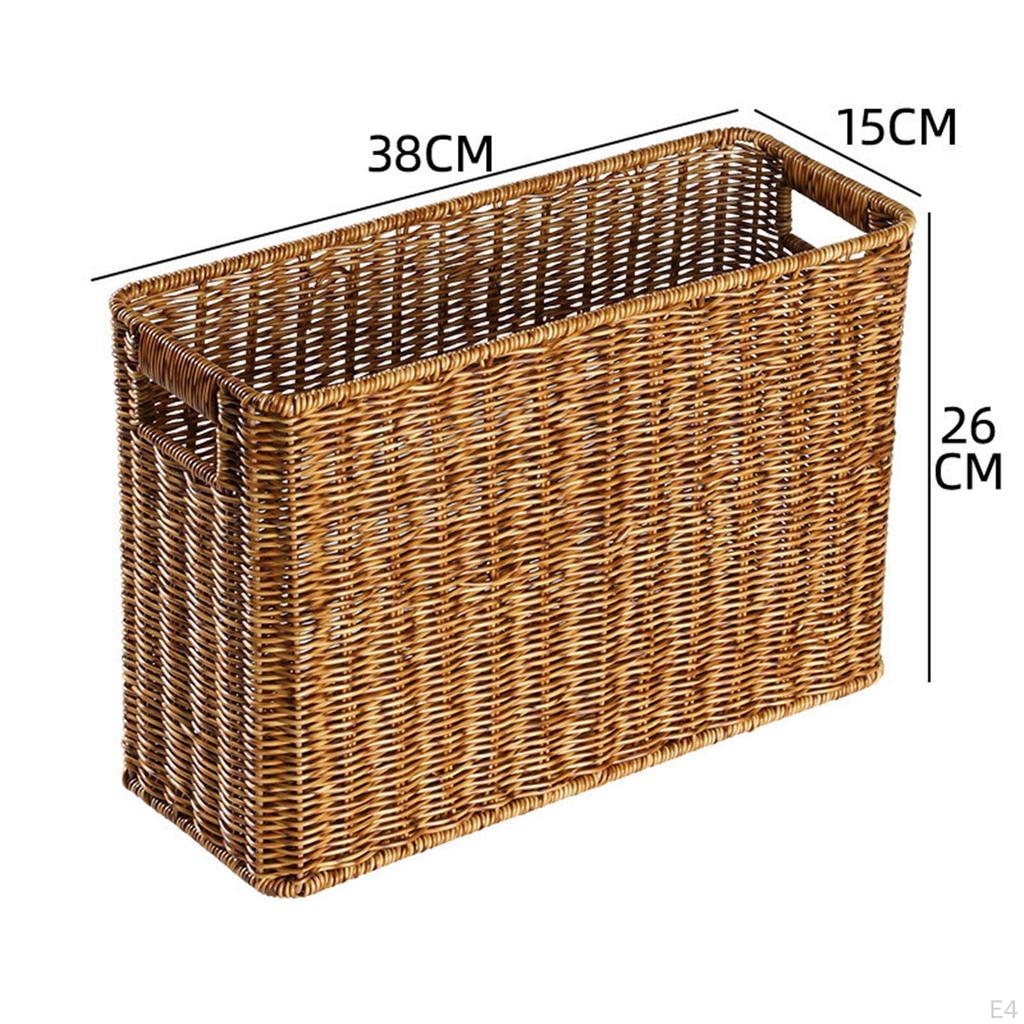 Narrow Basket Bin Brown Decor Lightweight Space Saving Versatile Toy Baskets Storage for Bedroom