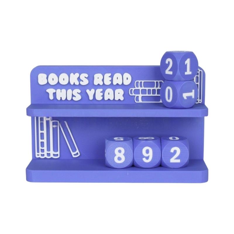 

Bookshelf Decors Book Read This Year Counter,Challenge Gift for Book Lover,Interesting Desktop Ornament for Home Library фиолетовый