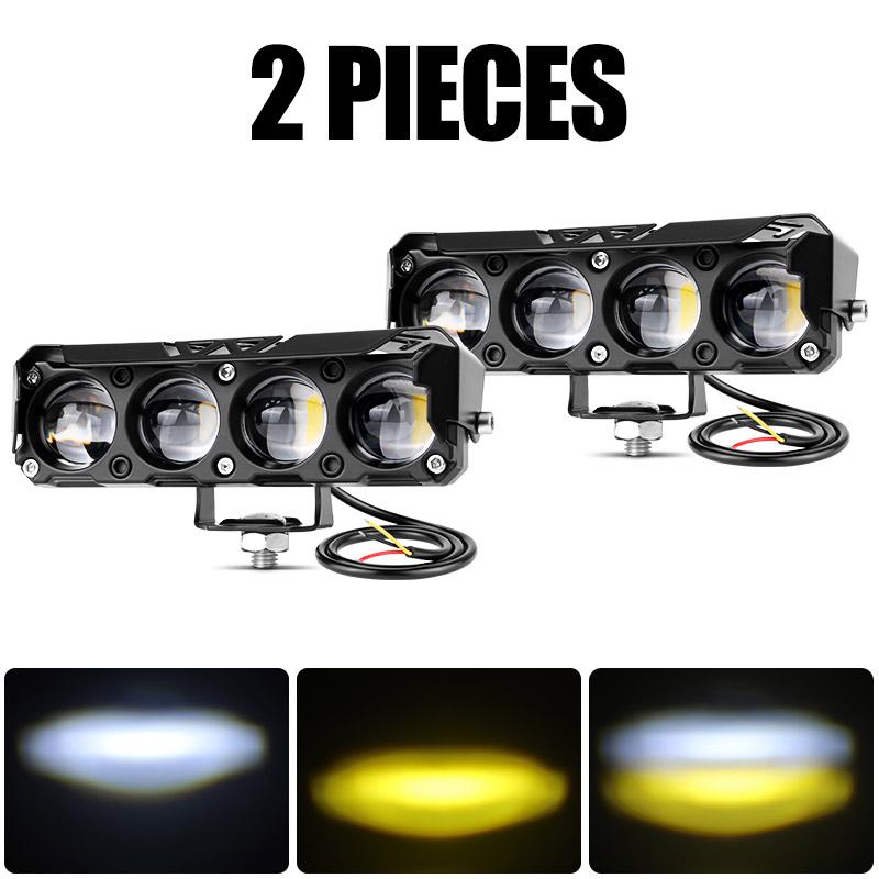 Mini Driving Light Motorycle Led Light Headlight Hi/Lo Beam White+Yellow Spotlight Fog Lamp for Car Trucks SUV UTV 12V 24V