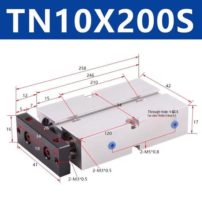 Double Shaft Pneumatic Cylinder with Dual Piston Rods TN10-40