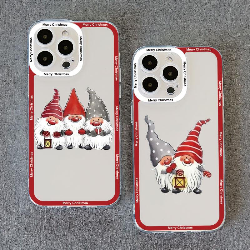 New Year Christmas Santa Claus Clear Phone Case for IPhone 15 Pro Max 14 13 12 11 Pro Max 15 14 7 8 Plus X XR XS Cute Back Cover