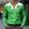 Western Style Men's Long Sleeve Shirt, Star Arrow Print, Fashionable Casual Top