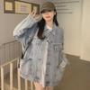 2025 Women's Short Slim Hooded Denim Jacket – Korean Style, Long-Sleeved, for Spring & Autumn Students