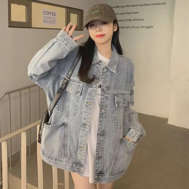 2025 Women's Short Slim Hooded Denim Jacket – Korean Style, Long-Sleeved, for Spring & Autumn Students