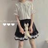Japanese Sweet Lolita Style Blouses Women Kawaii Peter Pan Collar JK Shirts Girls Cute Ruffles Short Puff Sleeve White Tops