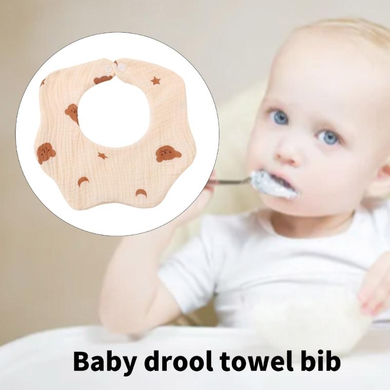 6-layer Bib for Newborns Drooling Bib Cotton Burp Cloth Soft & Breathable Infants Teething Bib Baby Feeding Towel
