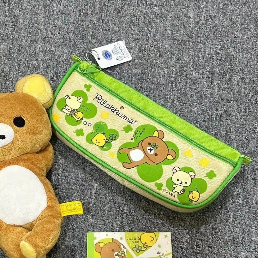 Новый Kawaii Rilakkuma Пенал Холщовый Большая Вместимость Детские Канцелярские Принадлежности Периферия Мультяшный Пенал белый