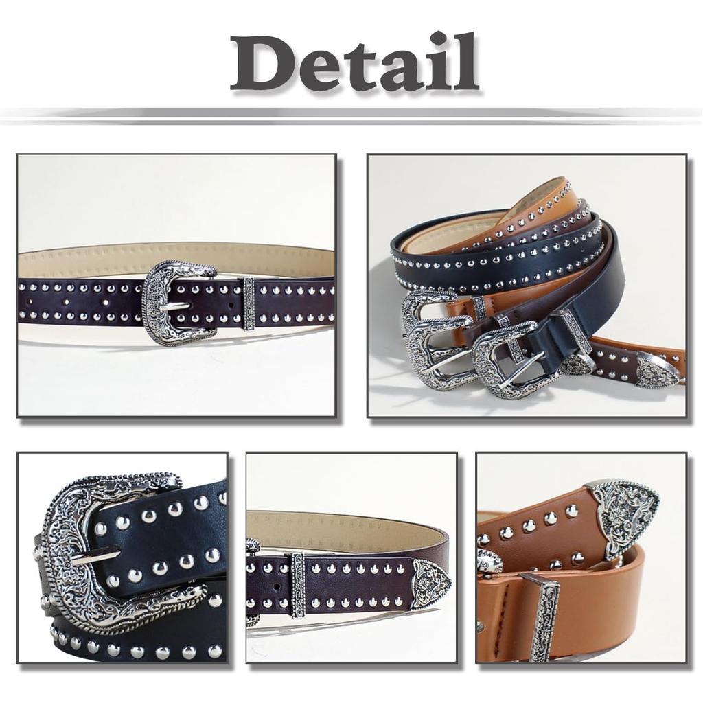 [White Fang] Belt Buckle Rivet Retro Punk Hip Hop Stylish Men's Women's BTA362 (Black)